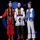 Китайские Национальный костюм для мужчин, одежда Sinkiang, Национальный танцевальный костюм для мужчин, Уйгурский праздник народности, танцы