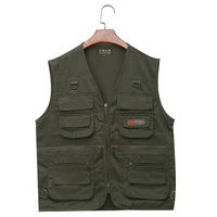 mens fishing vest with multi pocket zip for photography hunting travel outdoor sport army green black