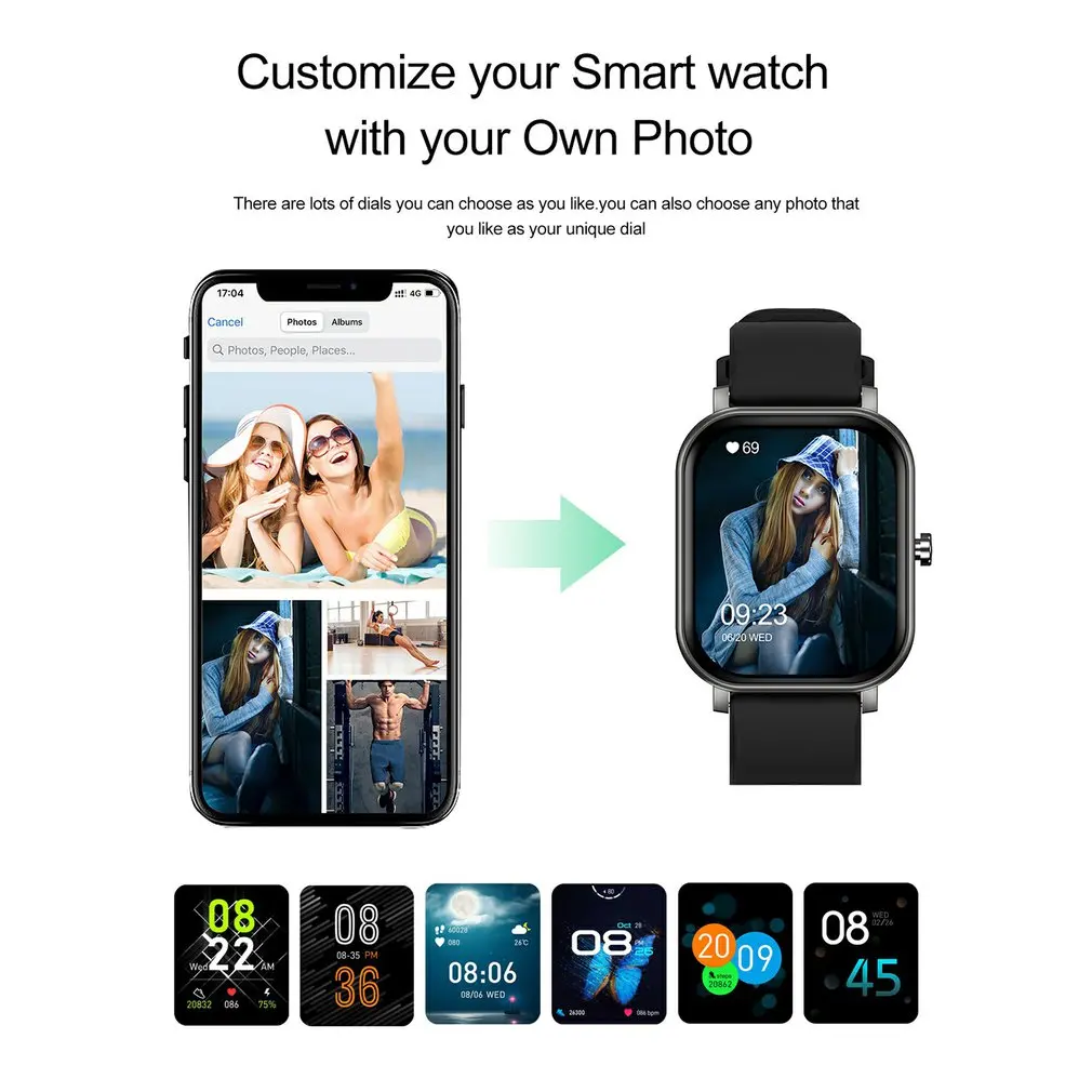 

New 2021 Smart Watch Men 1.69 Inch Fitness Tracker Wrist Watch IP68 Waterproof Women S10 Smartwatch For Xiaomi Apple