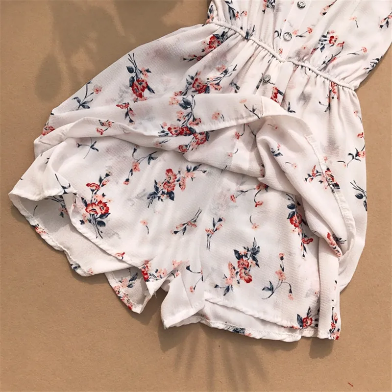 Шорты с широкими штанинами MUMUZI Цветочный V-образный вырез короткие комбинезоны