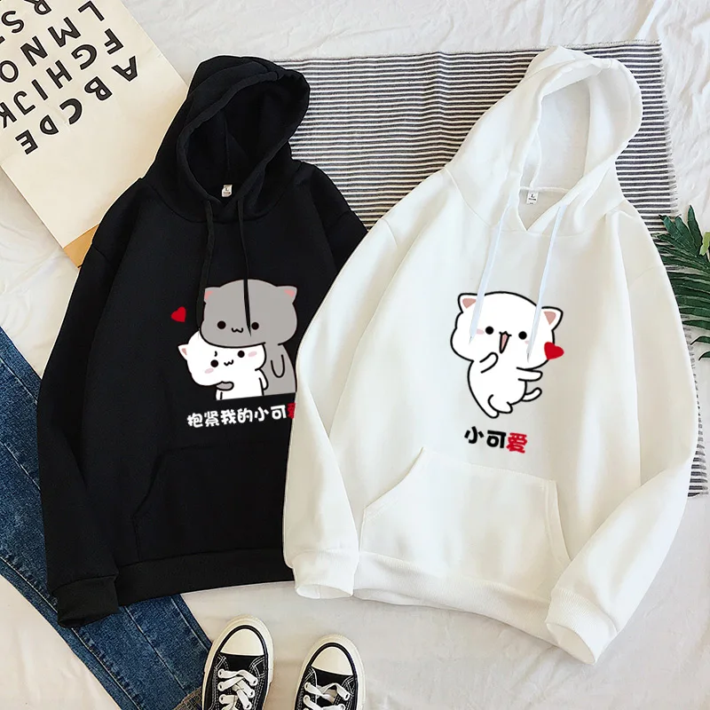 

Новинка, Повседневная Свободная Толстовка в японском и корейском стиле Харадзюку, милые флисовые толстовки с рисунком кота и надписью «My ...