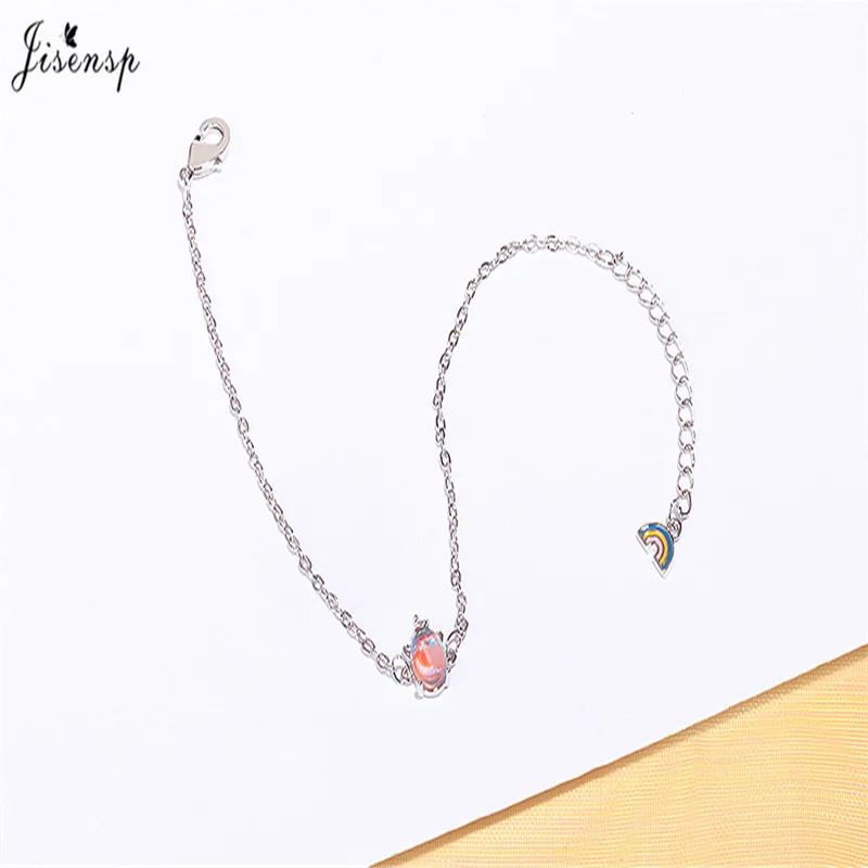 Jisensp Romantic Rainbow Unicorn Stud Earrings Cute Silver Color Fashion Jewelry for Women Girls Valentine's Day Gift | Украшения и