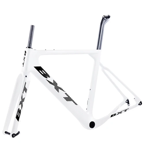 BXT white BXT Заводской магазин T800 карбоновая дорога MTB гравий рама велосипеда через мост дисковый тормоз DI2 циклокросс гравий набор углеродных велосипедов - Цвет: BXT white