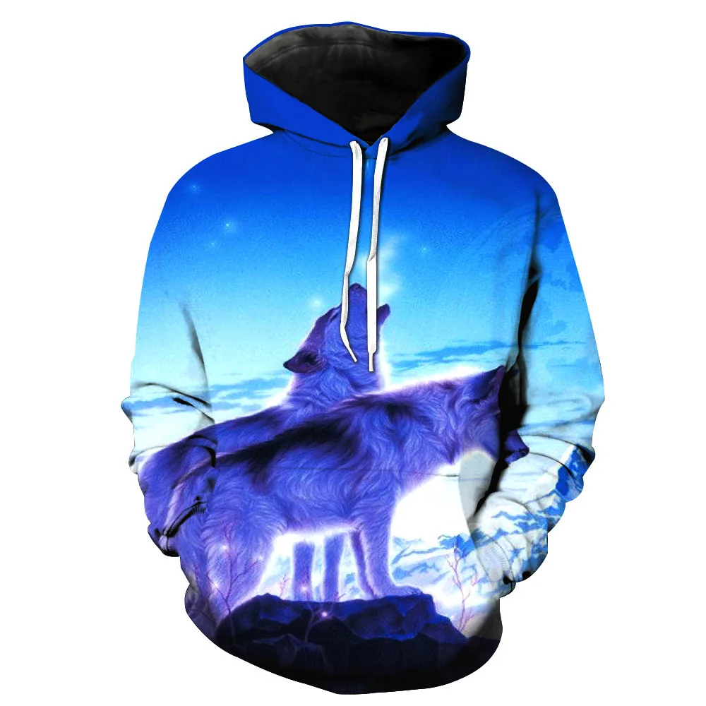 

CNUUIKOOEK Sweatshirts Men's 3D New Style Arctic Wolf Printed Hooded Pocket Pullover Hoody Fashion Men's Hoodies