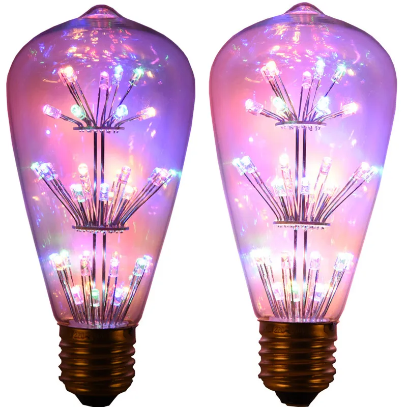 E27 220V 12W ST64 Edison Ретро светодиодный Starlight лампа нить накаливания Ampoule лампы