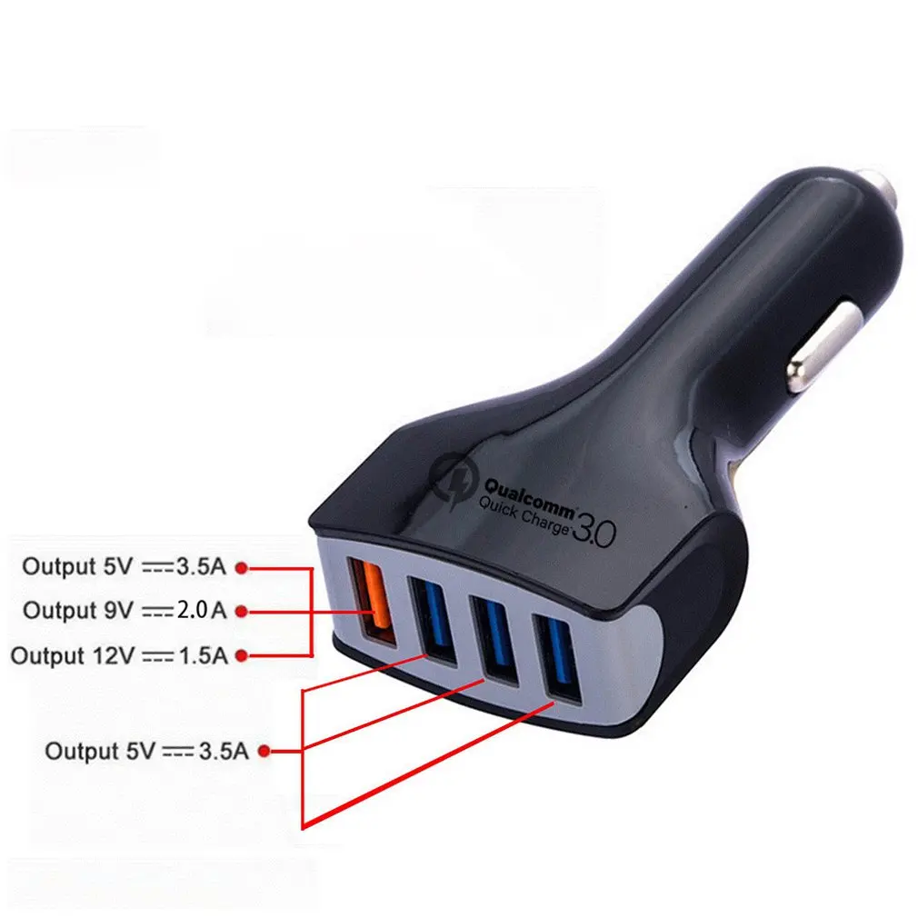 

4 Ports USB Car Charger Fast Charging Car Charger Portable Car Charger Wall Charger Phone Charger Adapter