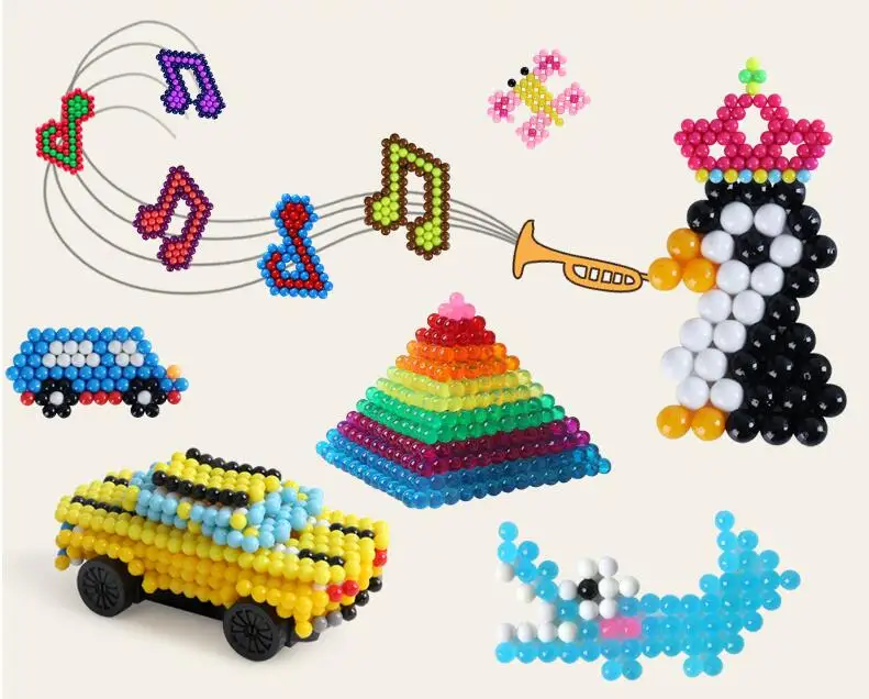 300Pcs/bagt 36 Colors 5mm Aqua Water Beads Spray Perler Magic Educational 3D Puzzles Accessories for Children Toys - купить по