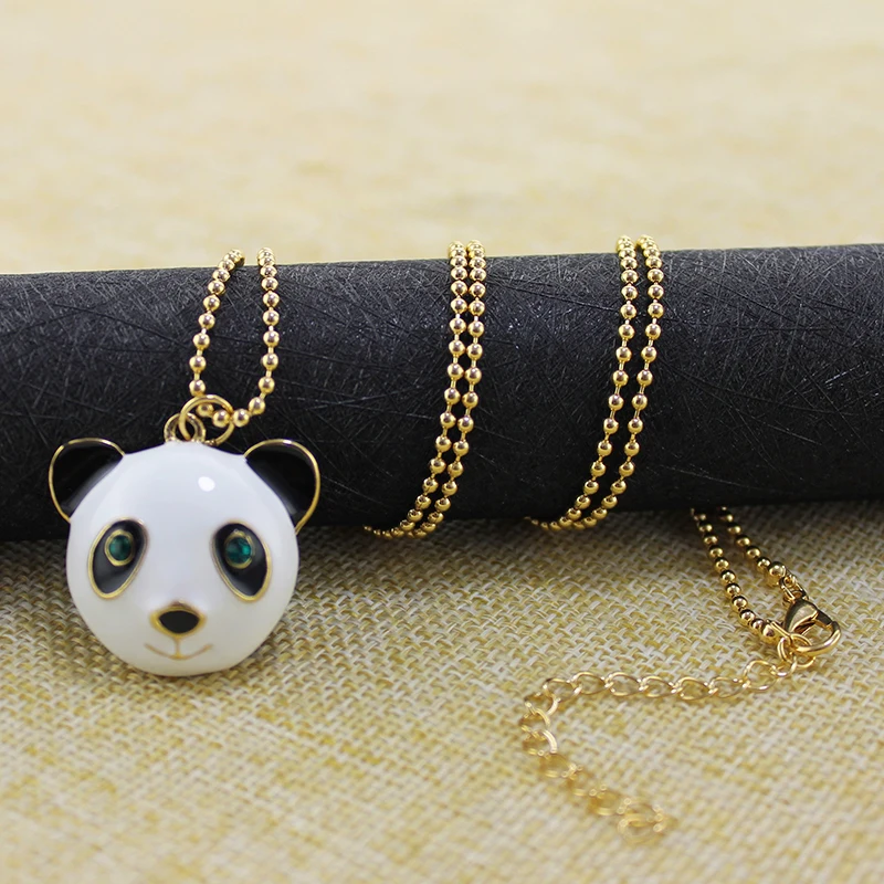 XQ цинковый сплав голова панды кулон длинное ожерелье в виде животного