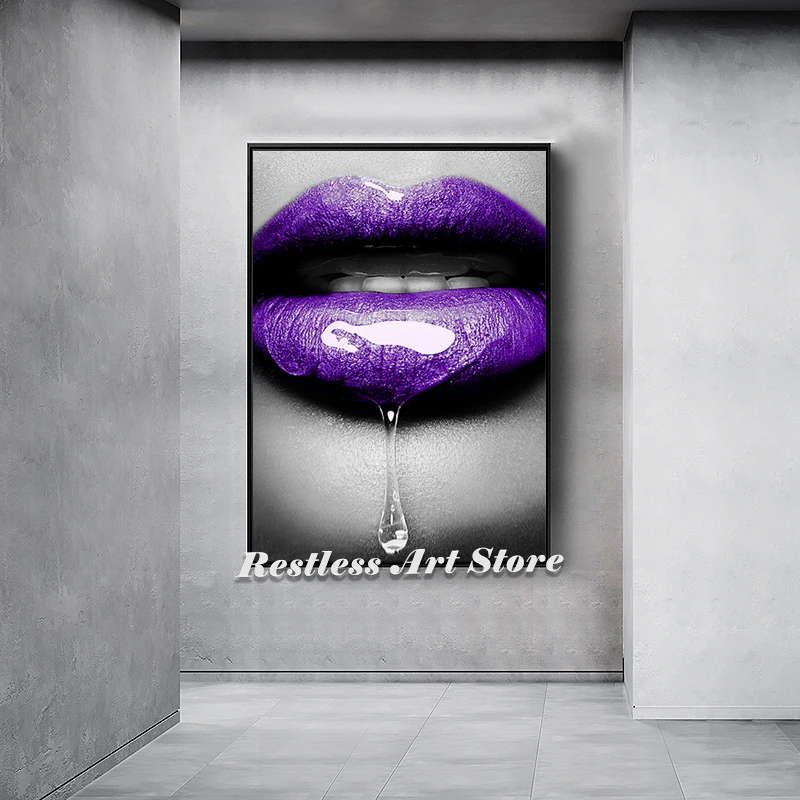 Холст картины Nordic печать фиолетовый средства ухода за губами Сексуальная
