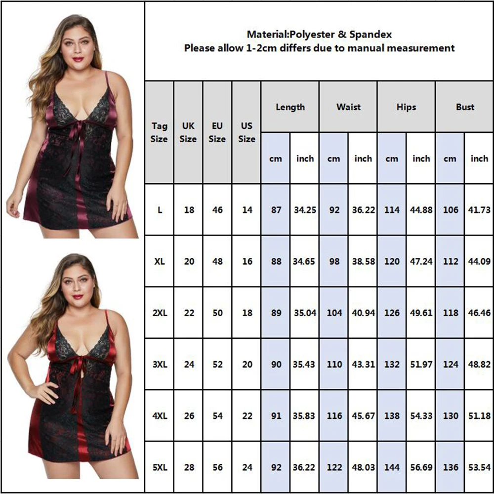 5XL размера плюс нижнее белье Babydoll женское кружевное сексуальное на бретельках