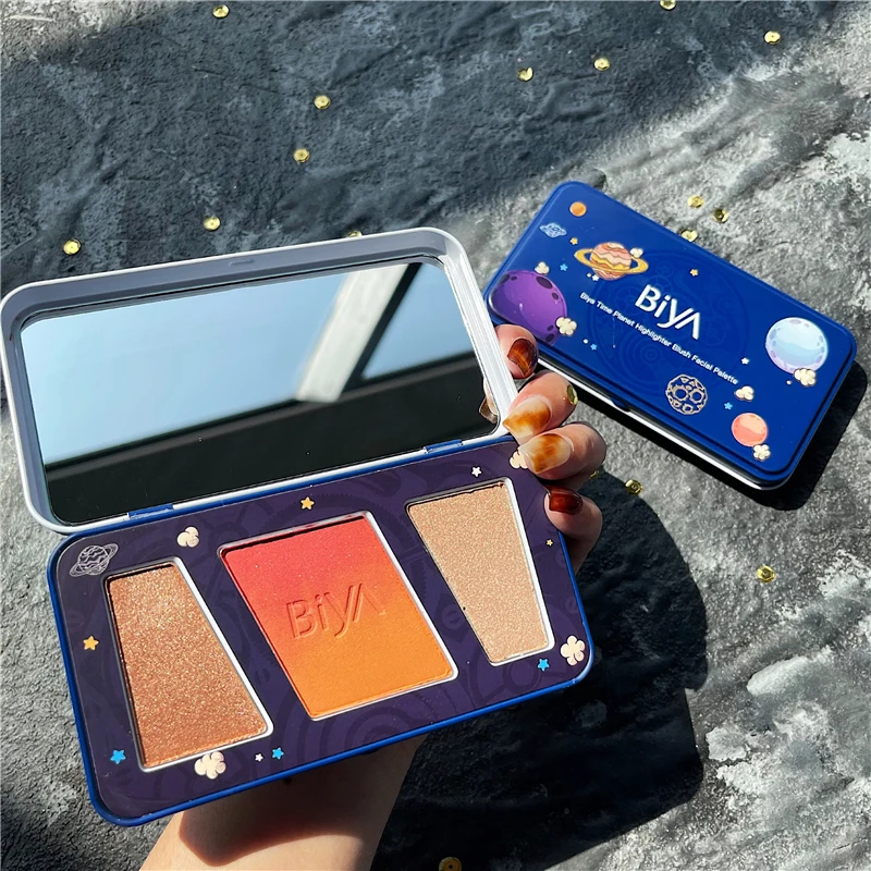 

Time Planet 3 In 1 Face Blush High Light Palette Natural Pigmented Cheek Red Waterproof Long Lasting Powder Pallete Face Blusher