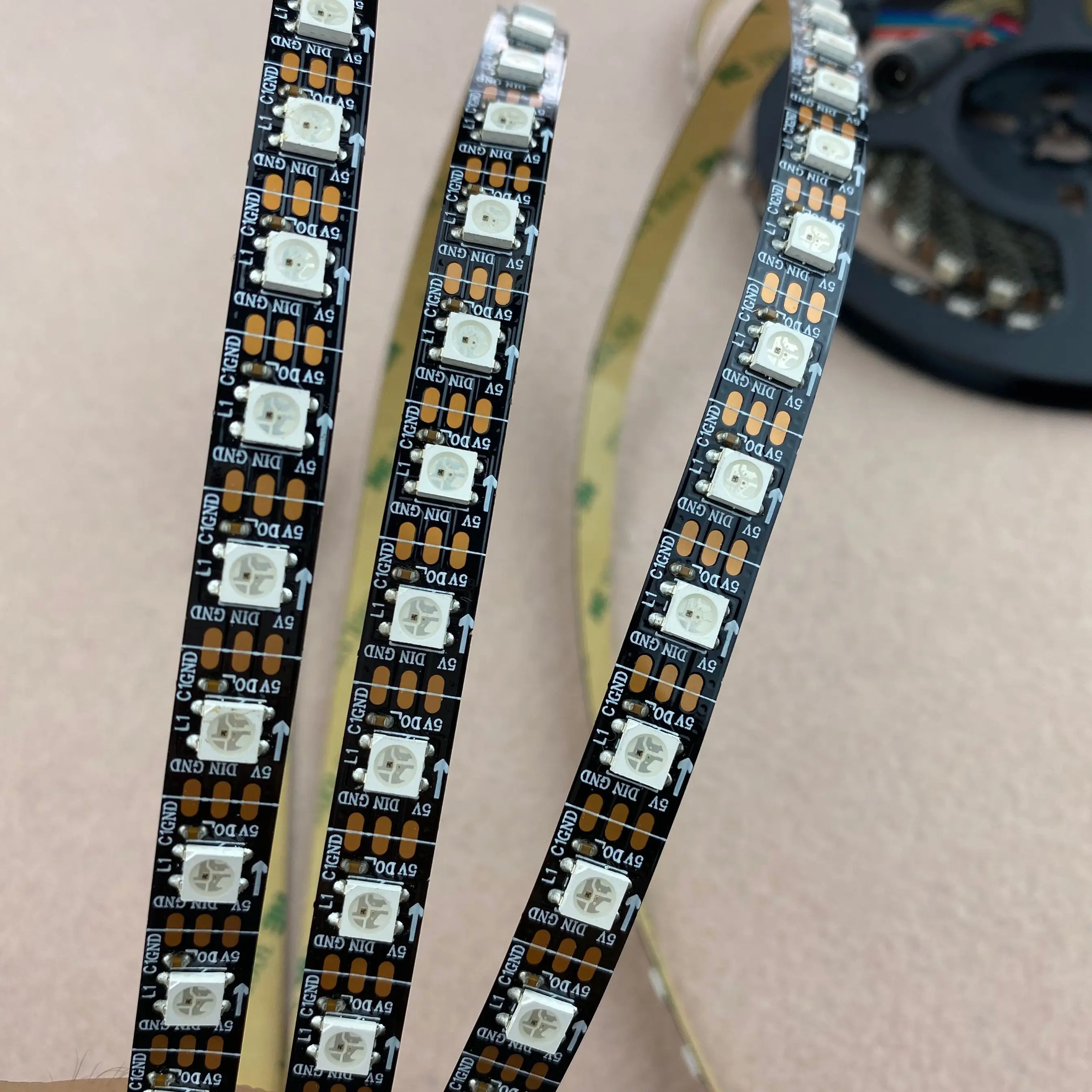 

5m DC5V WS2812B led pixel srip,non-waterproof,74pcs WS2812B/M with 74pixels;BLACK PCB,only 4PIN