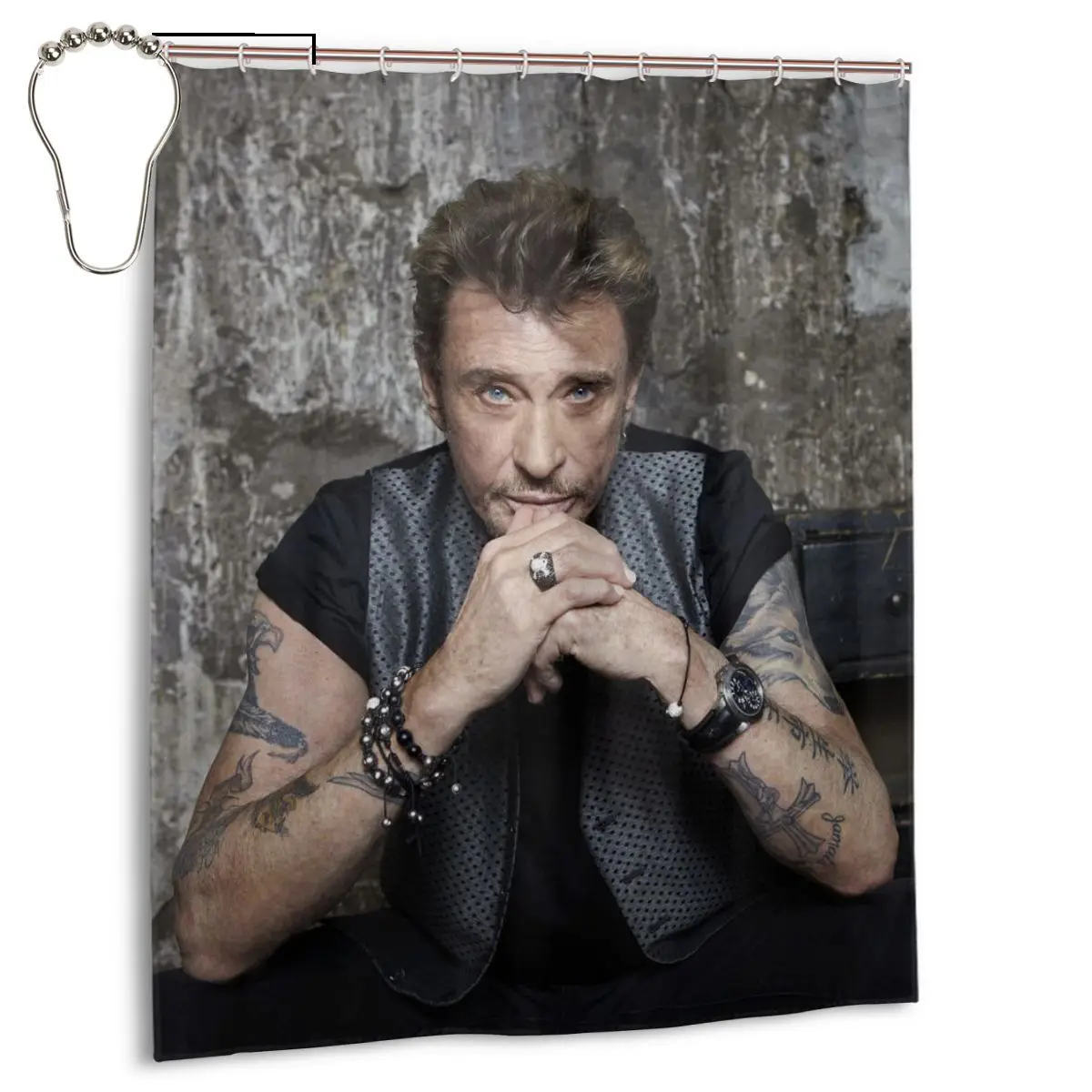 

Занавеска для ванной с крючками, водонепроницаемая фрикционная шторка для ванной комнаты, из полиэстера, рок-певица, Джонни Хелли