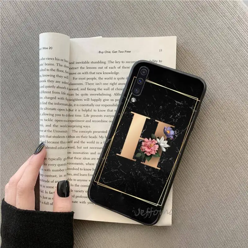 

Initial letter art gold marble Phone Case For Samsung galaxy S note 7 8 9 10 20 fe edge A 6 10 20 30 50 51 70 lite plus cover