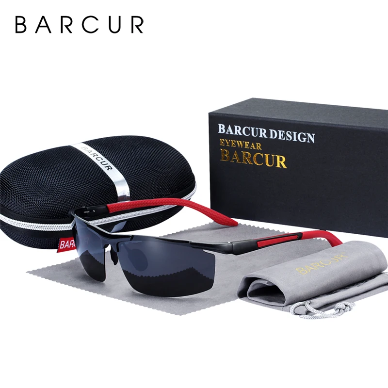 Мужские солнцезащитные очки BARCUR алюминиевые поляризационные спортивные