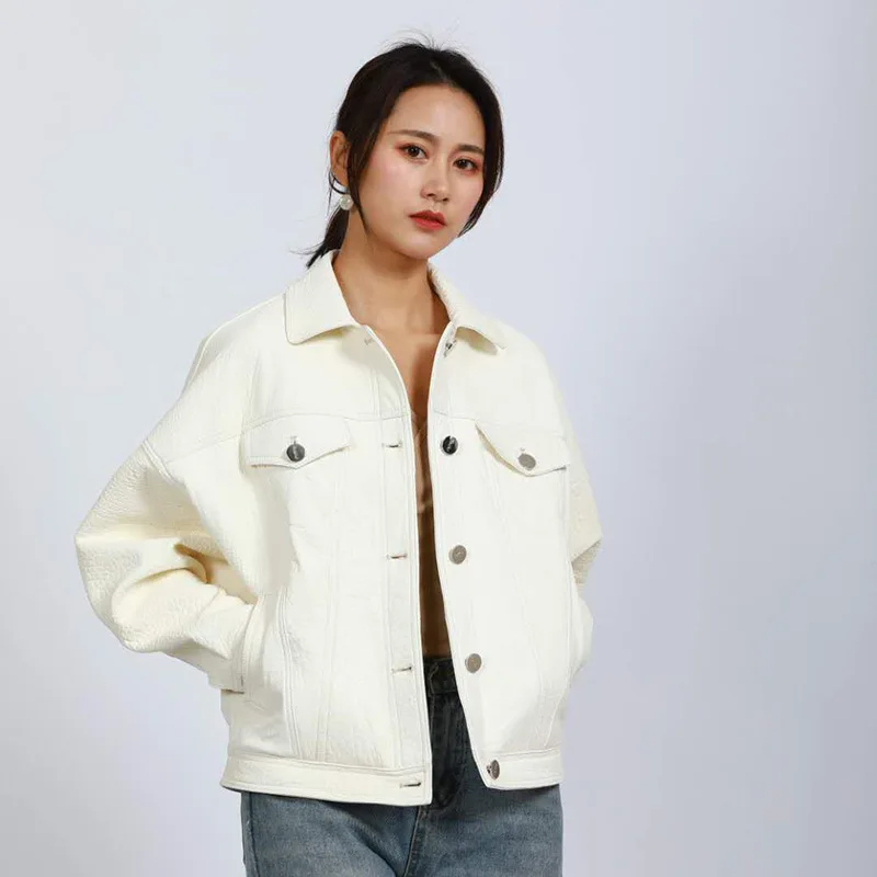 Женская шуба из натуральной кожи элегантное белое пальто 2021 овчины в Корейском