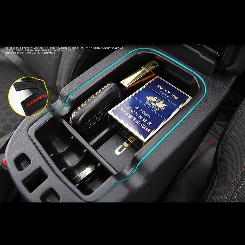 

Lsrtw2017 Car Center Armrest Plate Storage Box Trims Moldings for Jeep Compass 2017 2018 2019 2020 2021 Accessories Auto