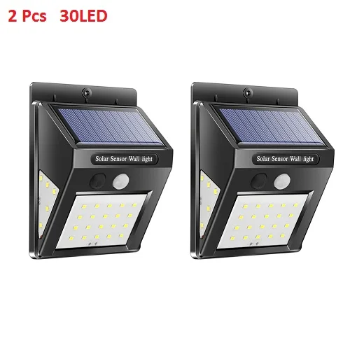 2pcs 30LED 30/100 светодиодный настенный светильник с датчиком движения на солнечной батарее, уличный водонепроницаемый светильник для безопасности во дворе, светодиодный светильник на солнечной батарее для улицы, сада, патио - Испускаемый цвет: 2pcs 30LED