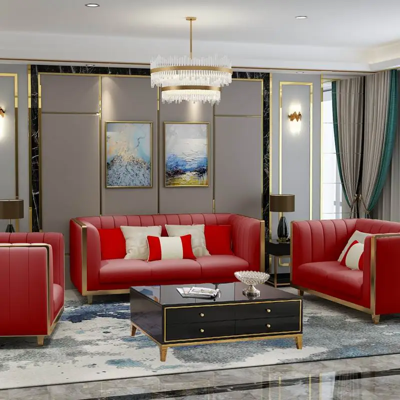 Постмодернизированный роскошный легкий диван из светильник стали угловой