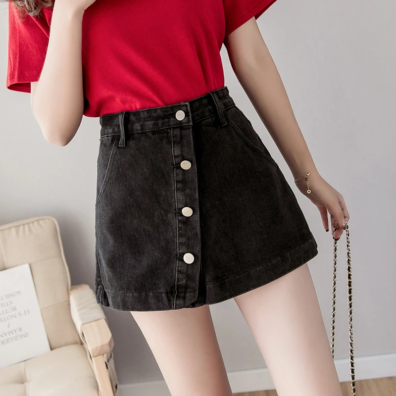 

Denim Skirt for Women Spring 2021 New Korean Style Versatile A- line Skirt High Waist Slimming and Wide Leg Casual Short