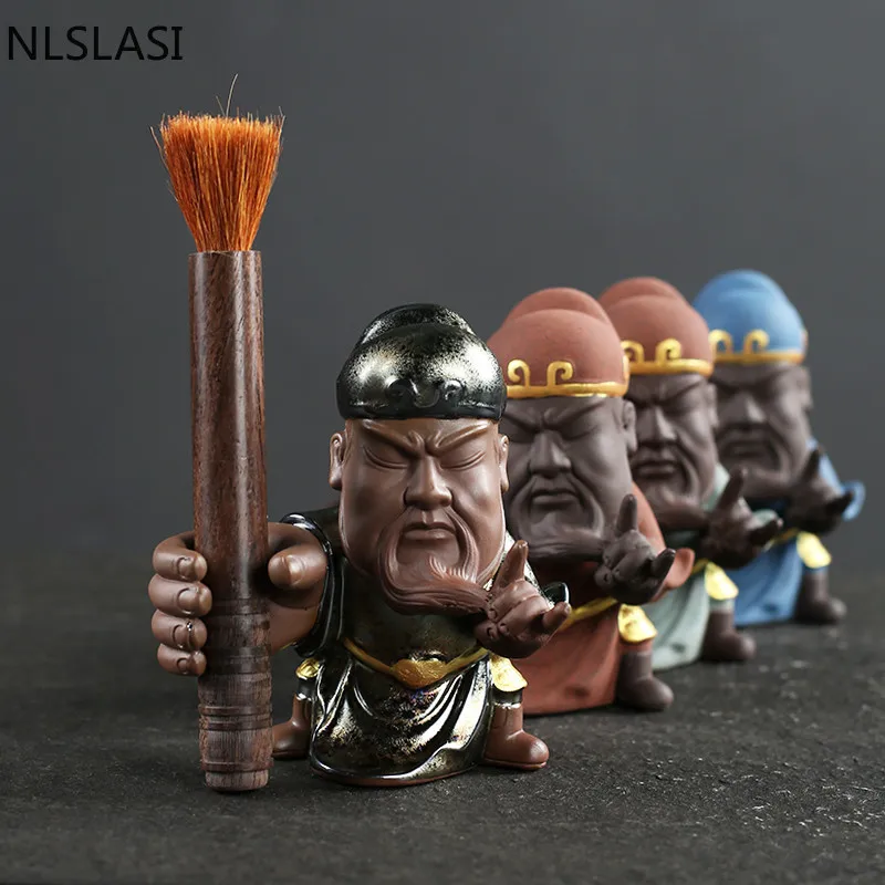 

1 шт. ручная работа Фиолетовый Глиняный чай pet статуя Гуань Юя чайная Статуэтка орнамент настольные поделки чайный набор аксессуары украшен...