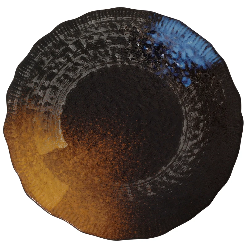 

Japanese-style ceramic tableware hotel household plate shallow dish dish plate flat fish plate creative hand-painted plate