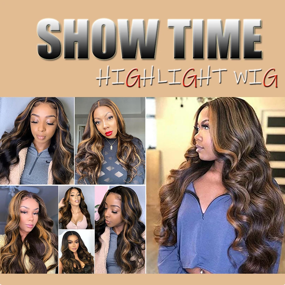 

Kookastyle Synthetic Highlight Wigs Long Body Wave Wigs for Black Women Natural Black/Orange Cosplay Wig Heat Resistant Fiber