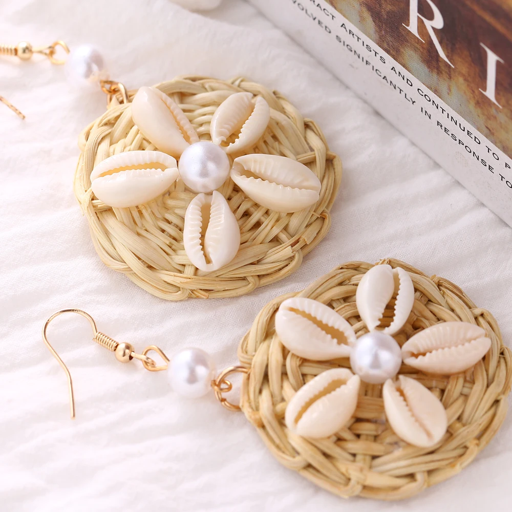 VKME fashion shell earrings set ladies bohemian flowers long tassel earrings 6 pairs / set ladies Brincos Beach Jewelry