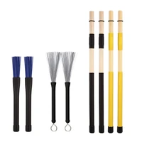 hot drum sticks brushes kit 1 pair metal drush brushes1 pair nylon brushes2 pair brushes sticksfor percussionjazzetc