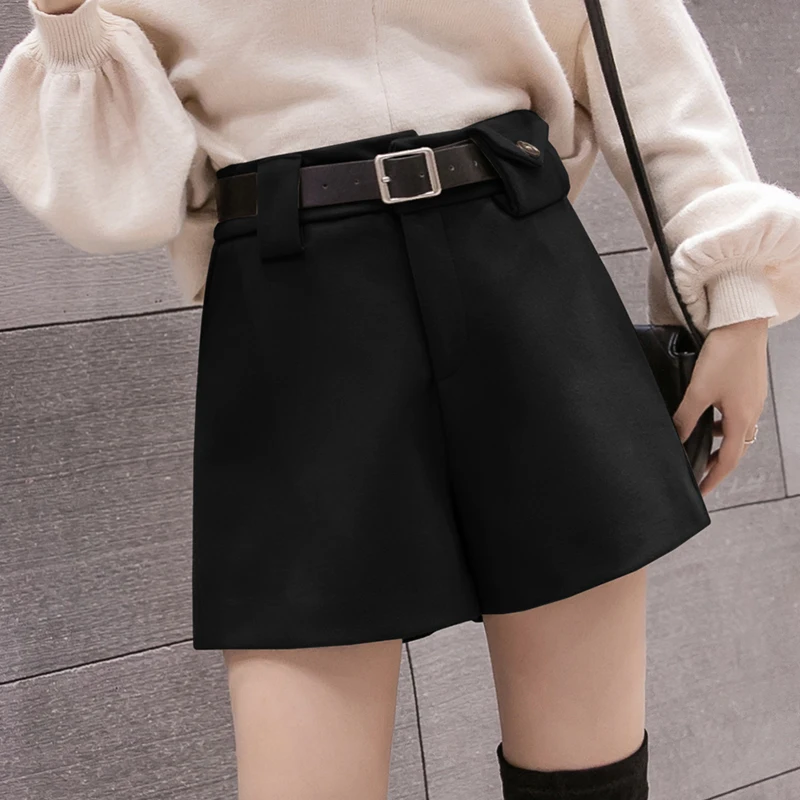 KINOMI Осень Зима шерстяные женские шорты трапециевидной формы корейский стиль