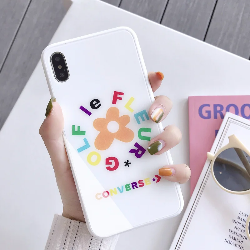 Для iPhone 7 8 Plus XS Max XR Xs чехлы для телефонов с буквами X 6 6S чехол из закаленного