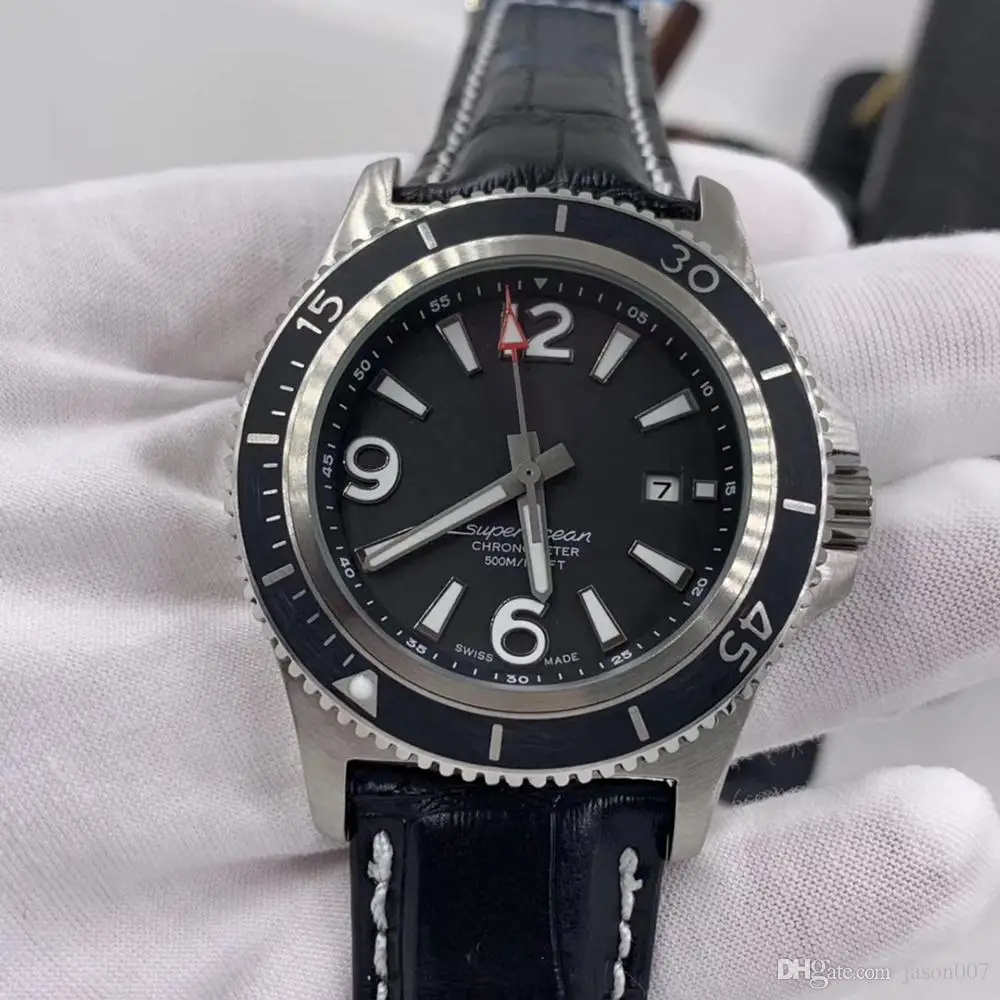 

Brand New SuperOcean 46MM Blue White Dial Stainless Steel Ceramic Rotating Bezel Men Automatic Mechanical Rubber Watch Luminous