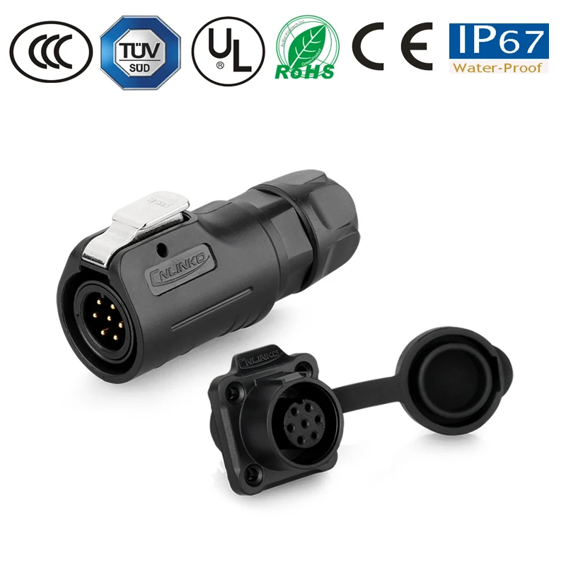 Водонепроницаемый Штекерный кабель разъем гнездовая панель M12 7 контактный