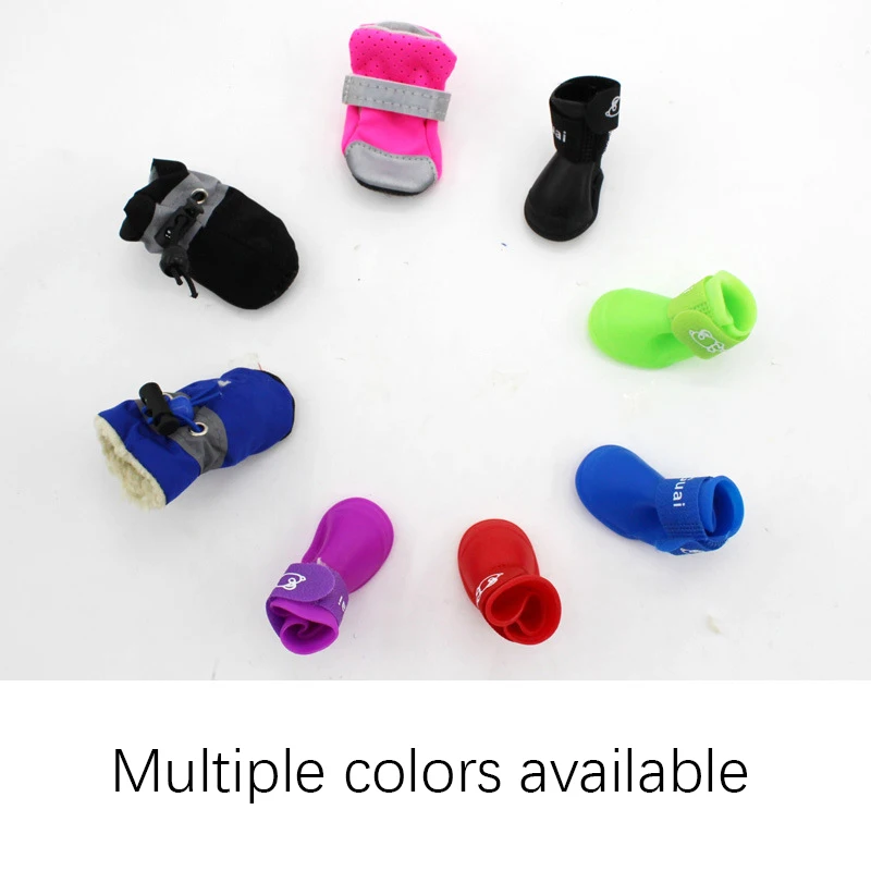 

Winter Pet Dog Shoes Anti-slip Rain Snow Waterproof Boots 4pcs Footwear Thick Warm For Small Cats Dogs Puppy Dog Socks Booties