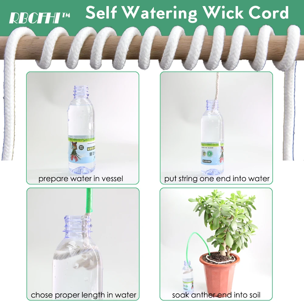 4/5/6/8MM Self-Watering Wick Cord Vacation Planter Pot DIY Automatic Watering Device System Potted Auto Drip Waterer Cotton Rope | Дом и сад
