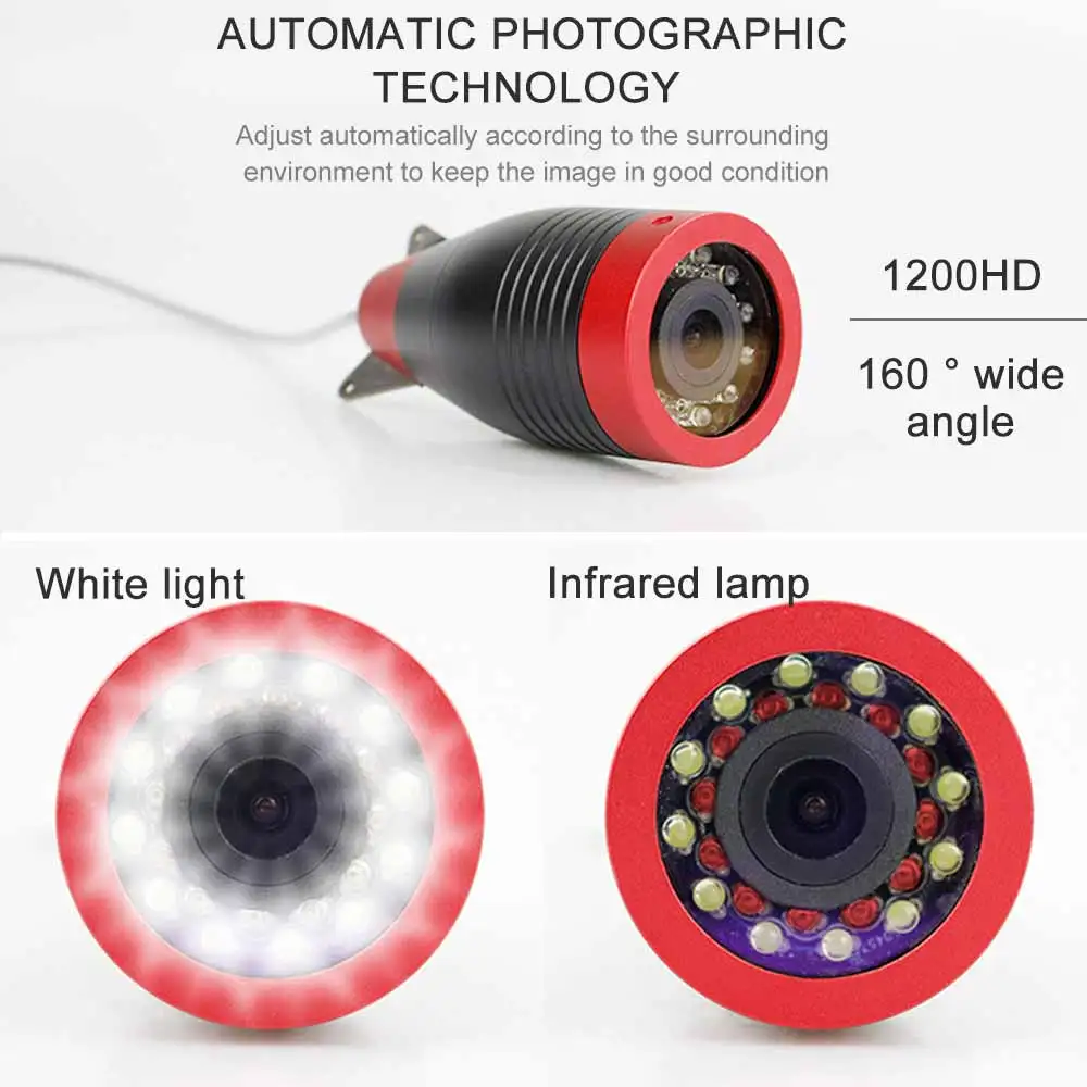 Pаспродажа Набор камер для подводной рыбалки 7 дюймов 1200TVL 4500MA 1280 * 720PX HD камера ночного видения для эхолота для рыбалки на открытом воздухе