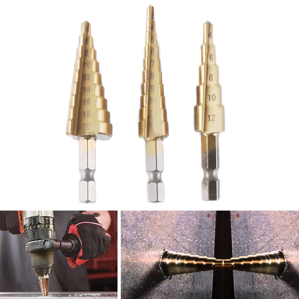 3 шт. титановые ступенчатые сверла из быстрорежущей стали 12 мм 4 20 мм|Сверла| |