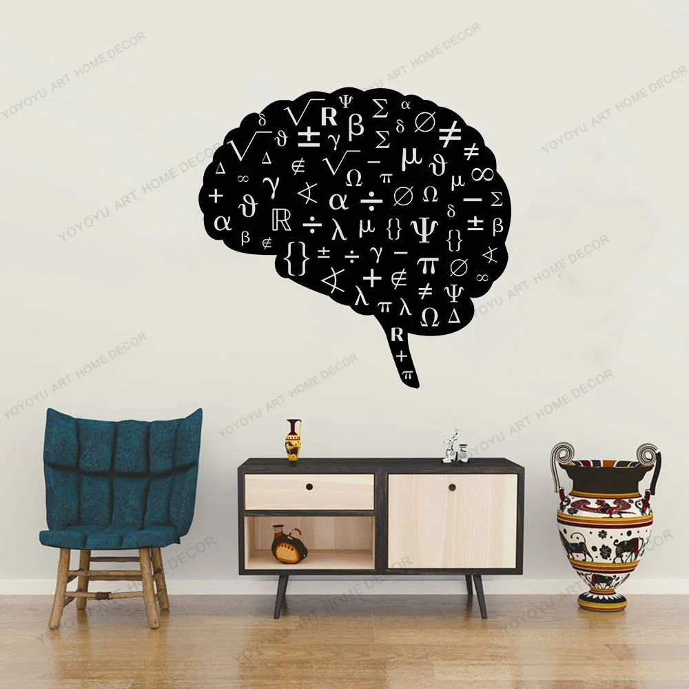 

Mathematics Math Symbols Brain Wall Decal Door Window Vinyl Stickers School Classroom Study Interior Decor Mural CX790