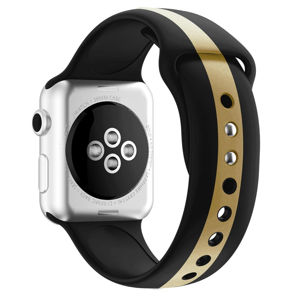 Спортивные костюмы в полоску, ремешок для наручных часов Apple Watch 5 Series 5 4/3/2 Браслет ремешок для наручных часов iWatch 38 мм/40 мм/42 мм/44 мм мягкий силиконовый сменный ремешок