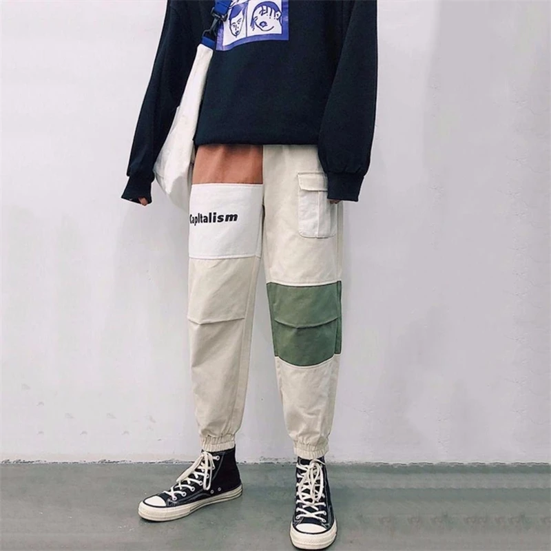 

Pants Cargo Men Hip Hop Patchwork Joggers Harem Pants Ankle Length Trousers Techwear