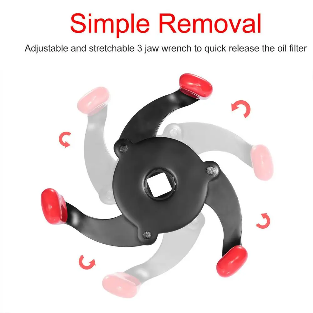 Универсальный инструмент для удаления масляного фильтра с 3 губками и 2 способами