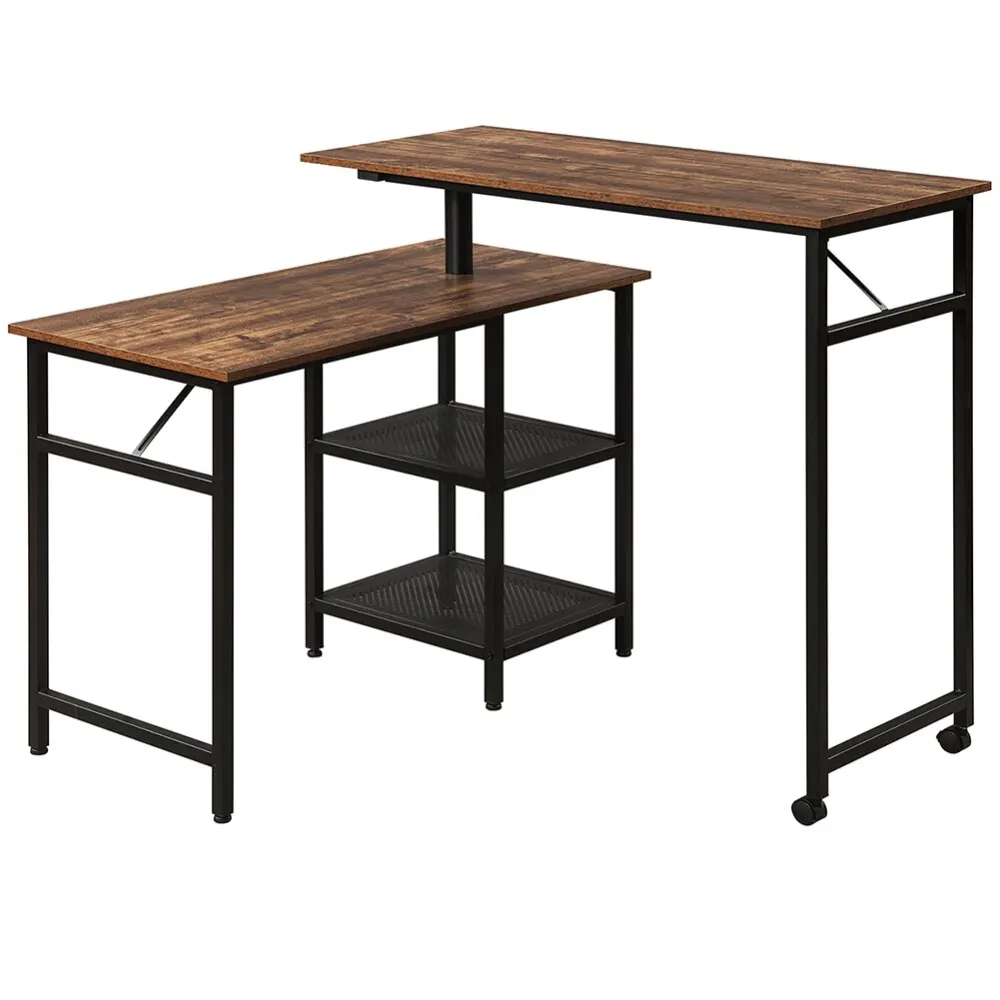 

Home Office L Shaped Rotating Standing Computer Desk Industrial 360 Degrees Free Rotating Corner Computer Desk With Storage