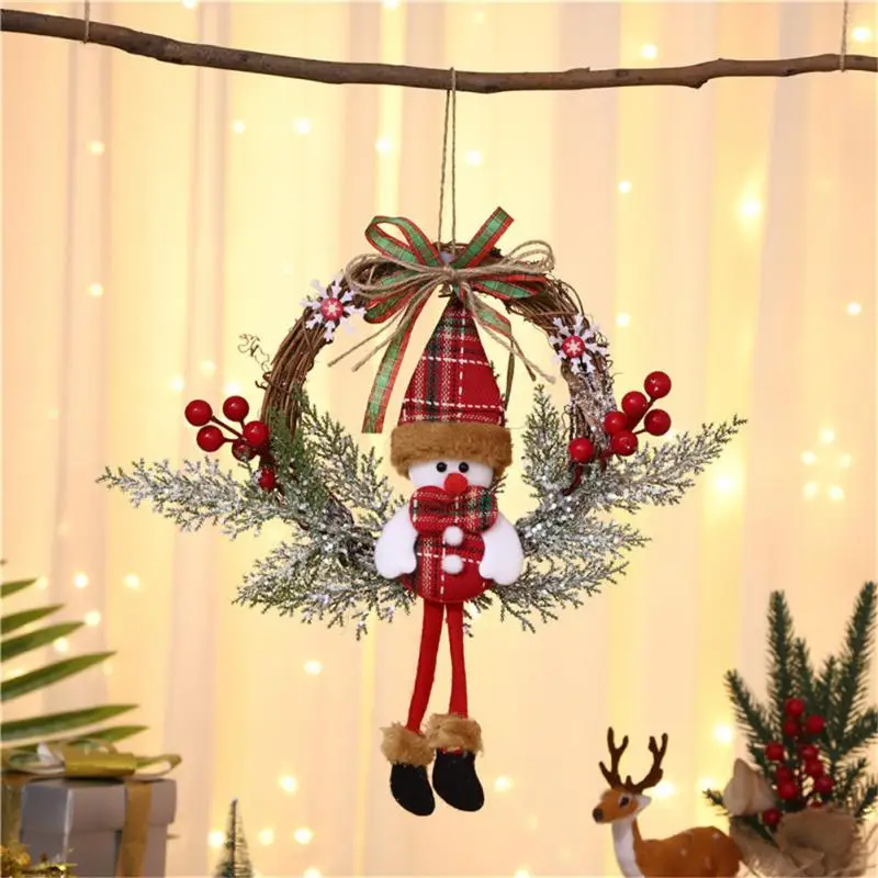 

Christmas Wreath For Front Door Elk Santa Claus Snowman Ornaments Christmas Door Wreaths Window Home Door Christmas Decorations