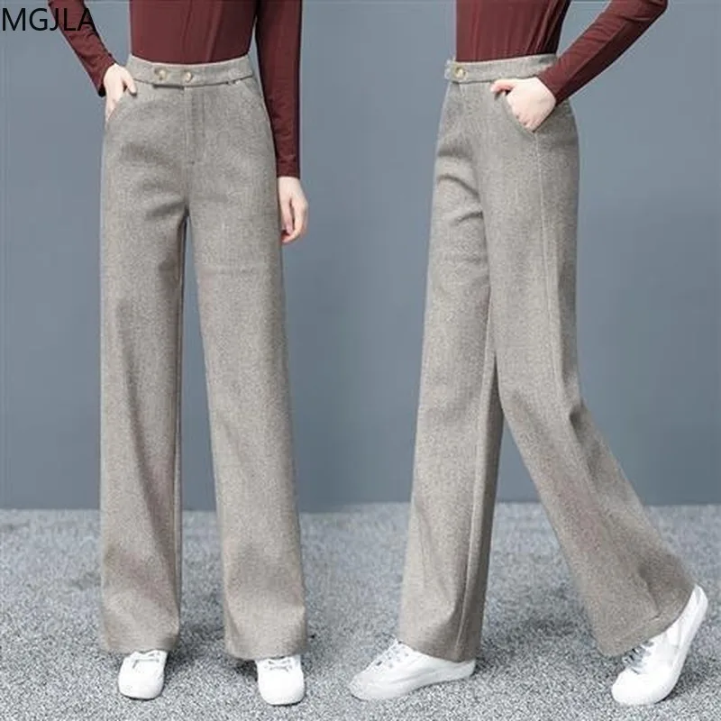 

Mao Pants Women's 2020Autumn/winter New High-waisted Feeling Loose-fitting Casual Trousers Show Thin Straight Broad-legged Pants