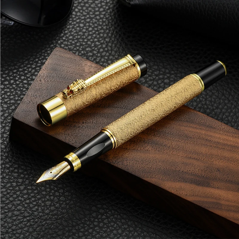 

1Pcs High-grade Fountain Pen Dragon Crystal Metal Business Writing Signature Calligraphy Pen Office Stationery Ink Pen