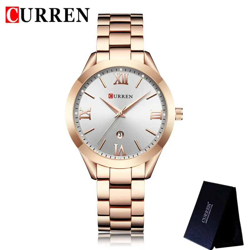 CU900702 with box Relogio Feminino CURREN Модные женские часы Лидирующий бренд роскошные женские часы из нержавеющей стали Классический браслет женские часы 9007 - Цвет: CU900702 with box