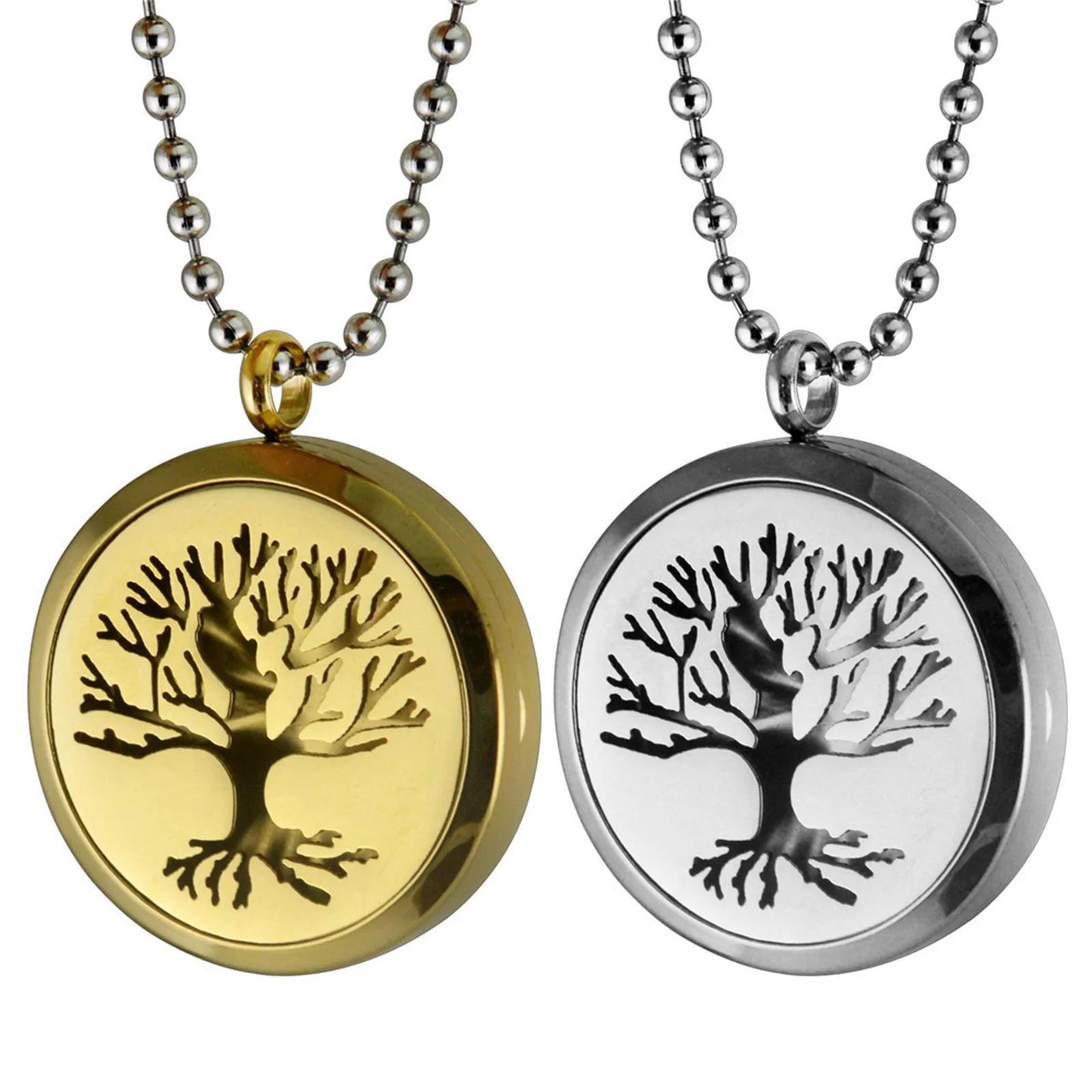 

Retro Round Openable Pendant Necklaces for Lovers Couple Jewelry Men and Women Collar Titanium Stainless Steel Chain