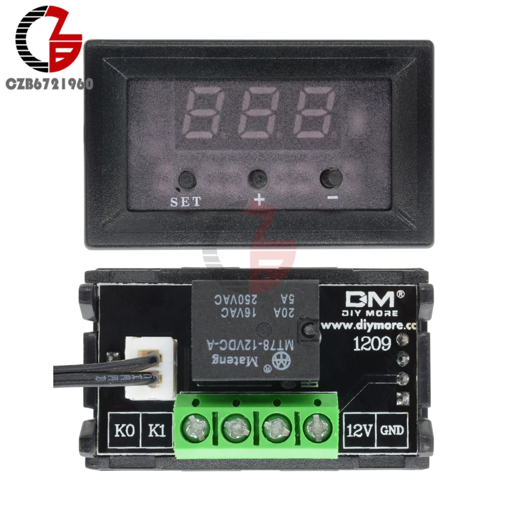 Цифровой светодиодный термостат W1209 красный регулятор температуры Домашний