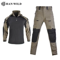 han wild tactical camouflage military uniform tactical suit army clothes military combat shirtcargo pants with 4 pads