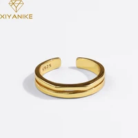xiyanike silver color double layer asymmetric hollow ring female fashion simple temperament couple wedding %d0%ba%d0%be%d0%bb%d1%8c%d1%86%d0%be gift